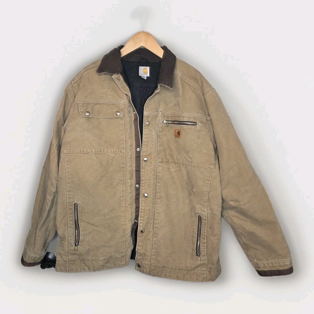 Vintage Carhartt J285 Sandstone Ridge Jacket Coat Frontier Brown Sz 2XL Workwear